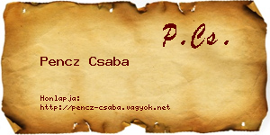 Pencz Csaba névjegykártya